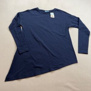 J. McLaughlin Nell Top Navy Solid Asymmetrical Hem Long Sleeve Tunic XS NWT